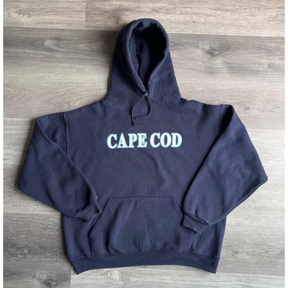 Vintage Cape Cod Navy Blue Hoodie By Jerzees (early 2000’s) Super Sweats Adult M - Picture 1 of 5